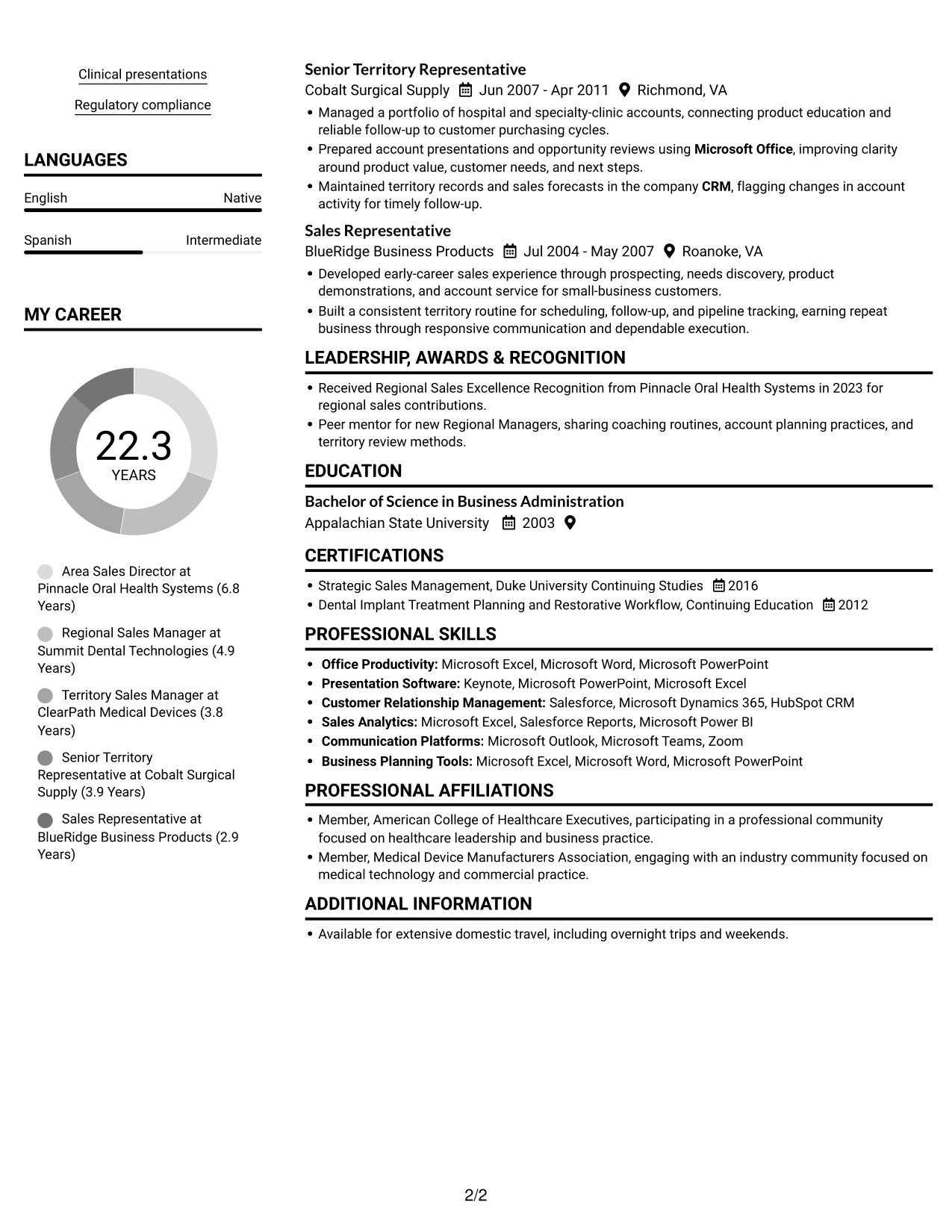 Resume example — page 2