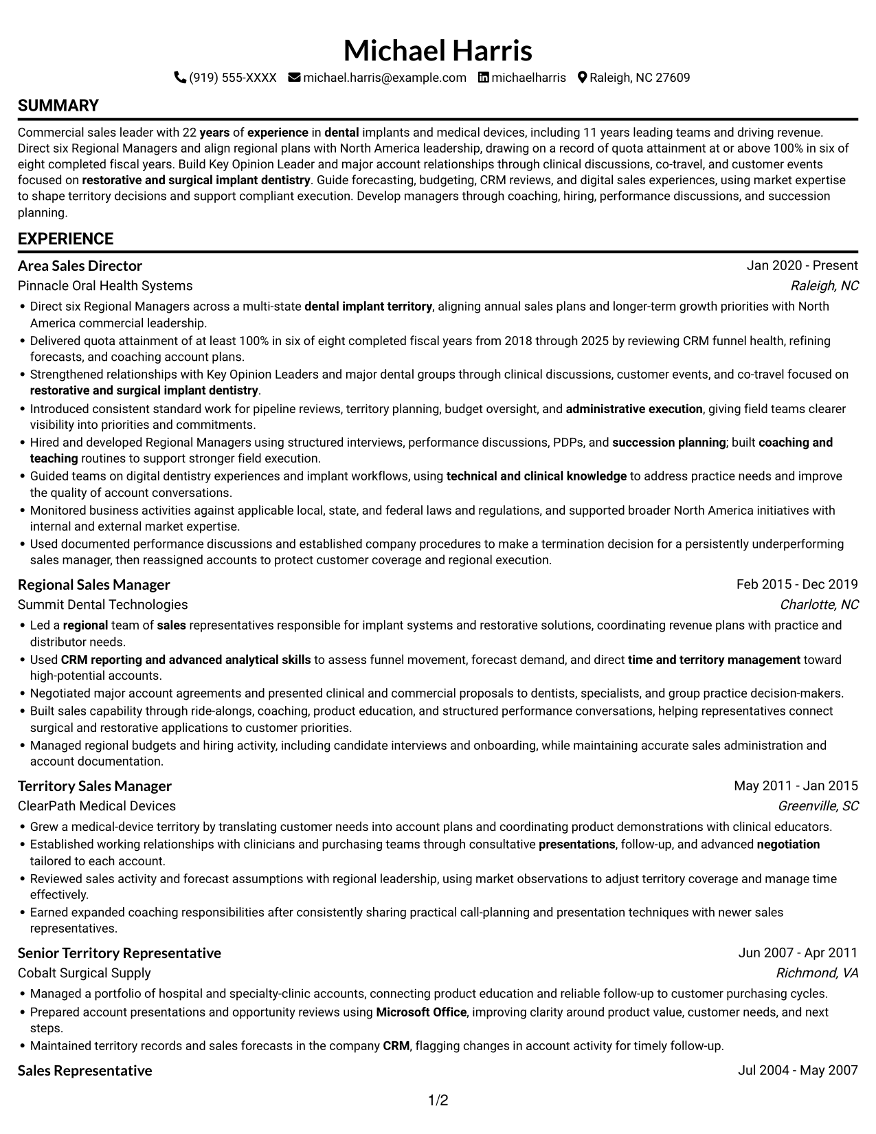 Resume example — page 1