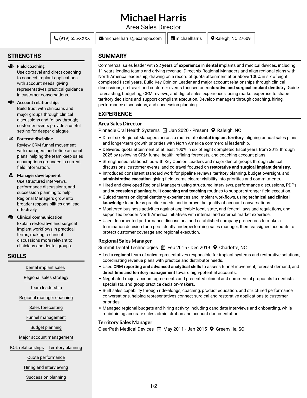 Resume example — page 1