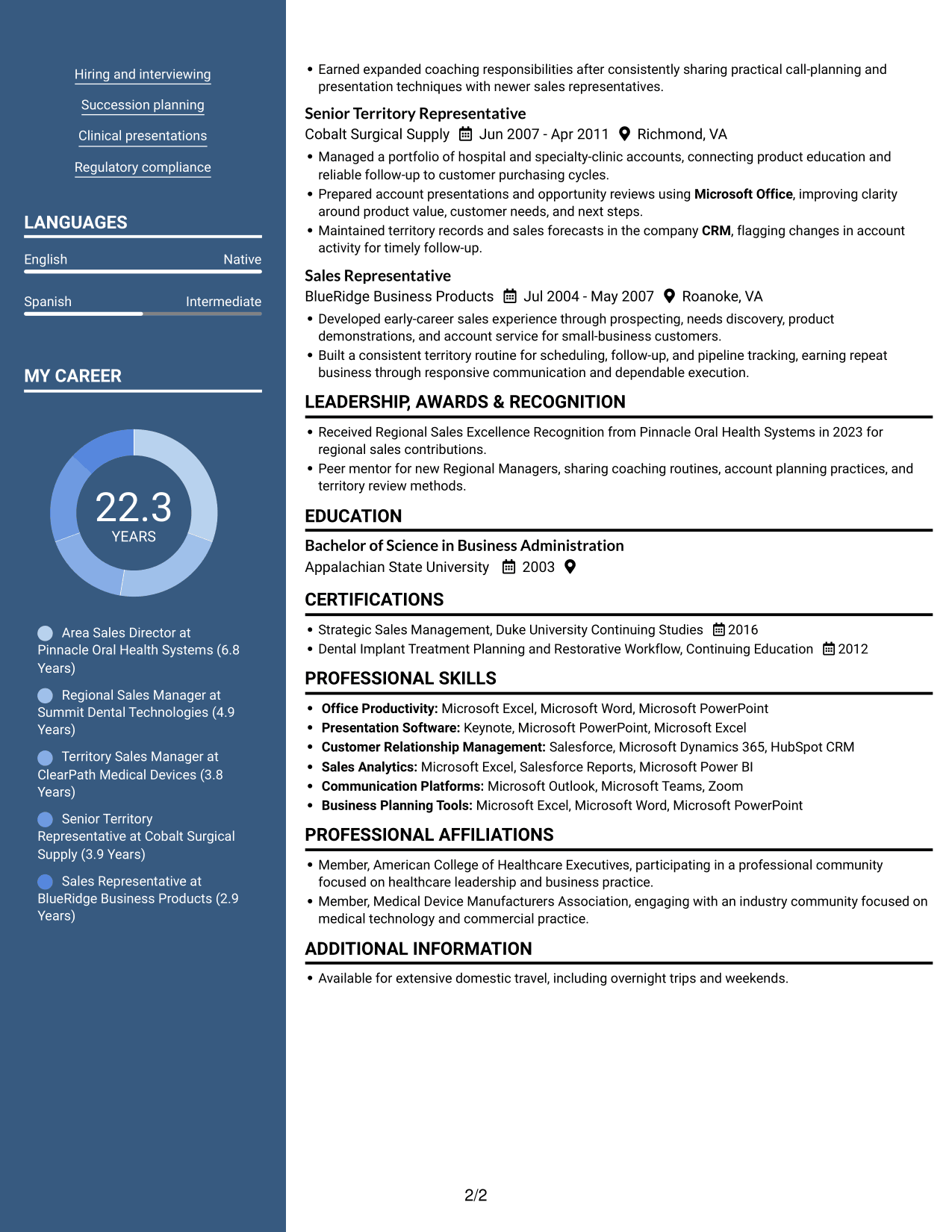 Resume example — page 2