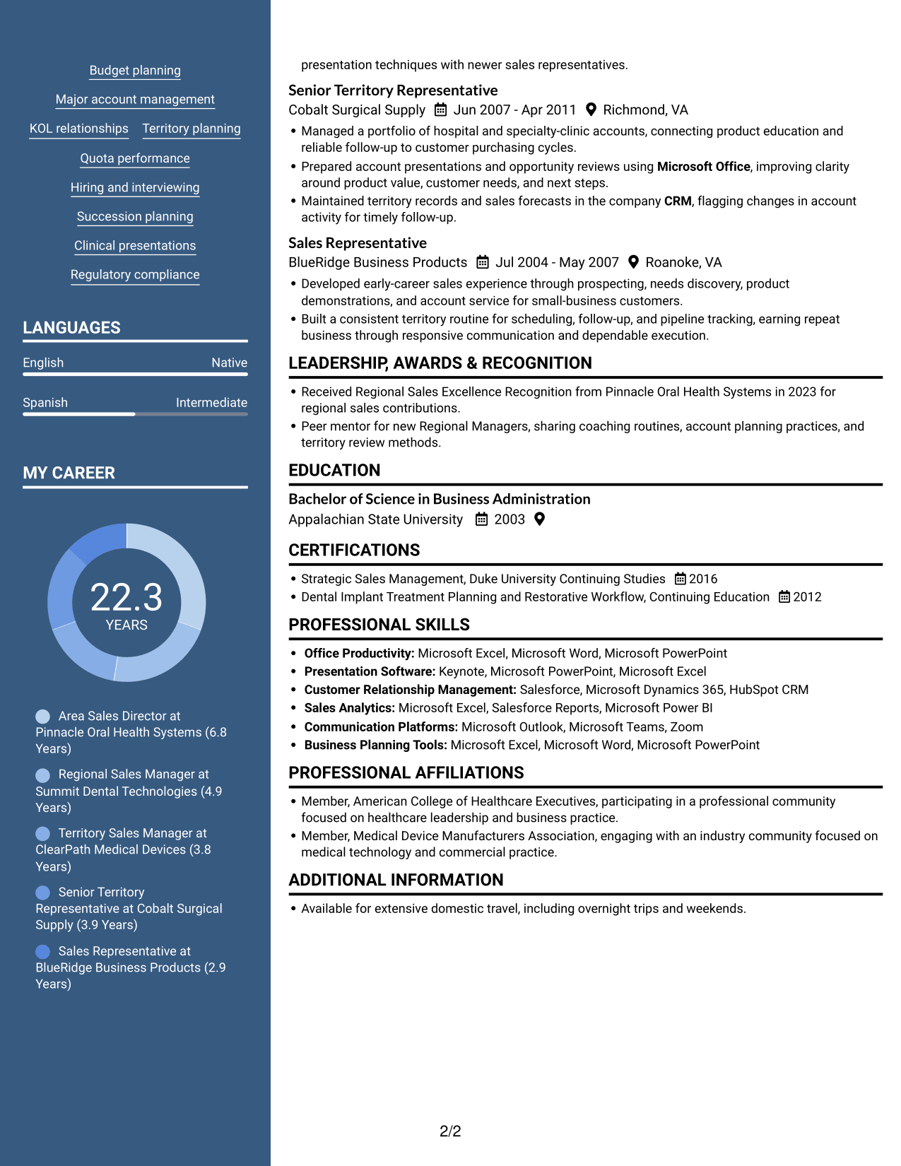 Resume example — page 2