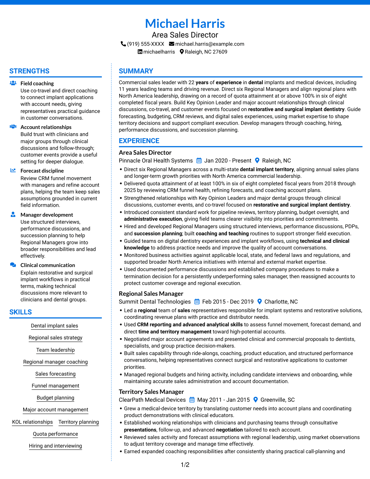 Resume example — page 1