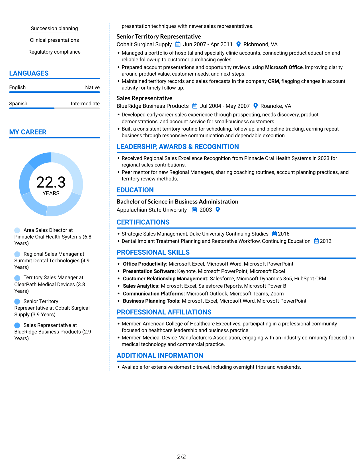 Resume example — page 2
