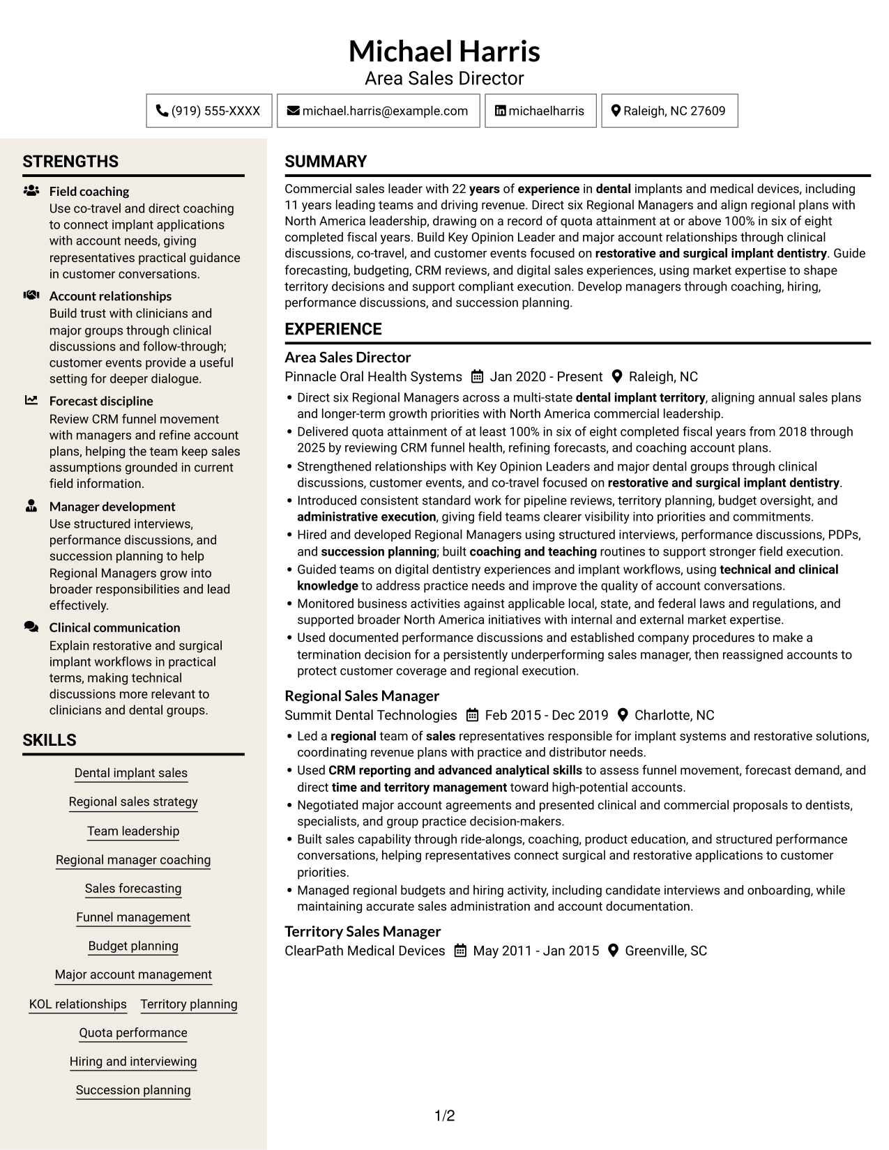 Resume example — page 1
