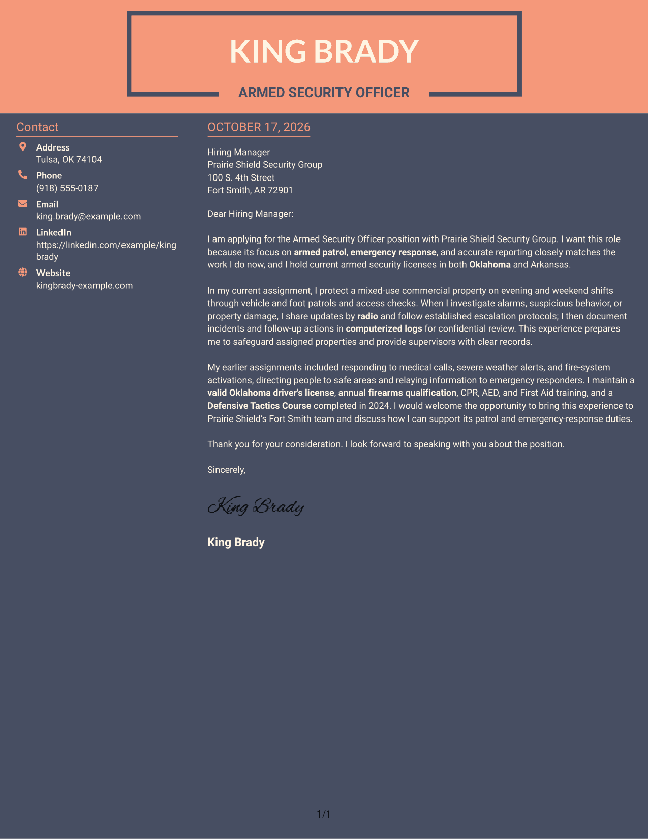 Cover letter example — page 1