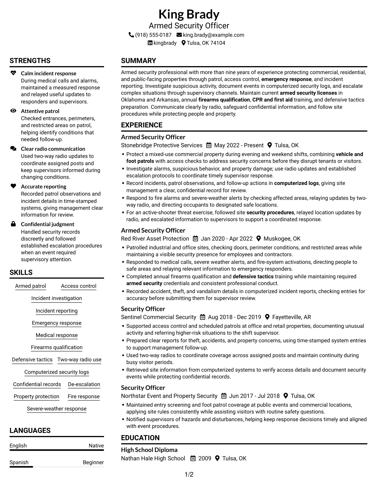 Resume example — page 1