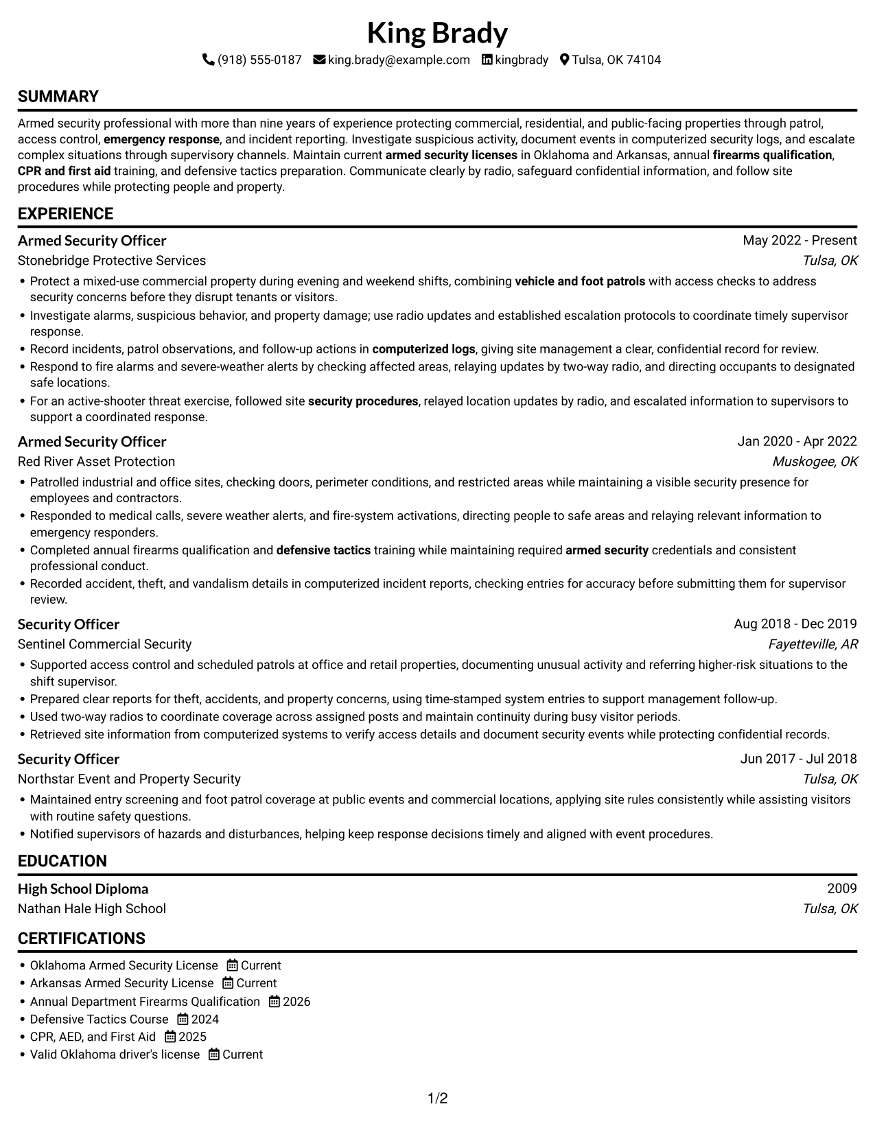 Resume example — page 1