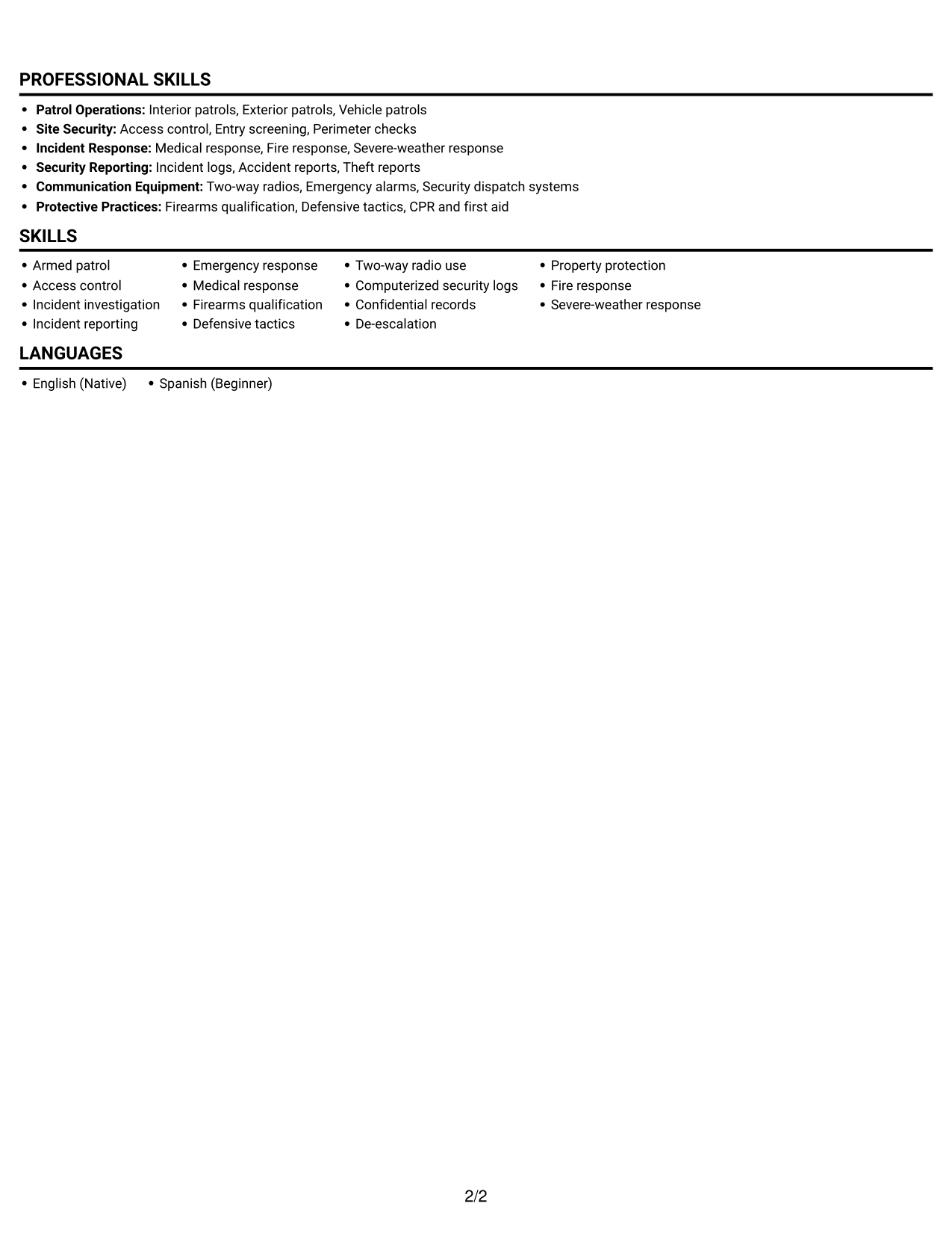 Resume example — page 2