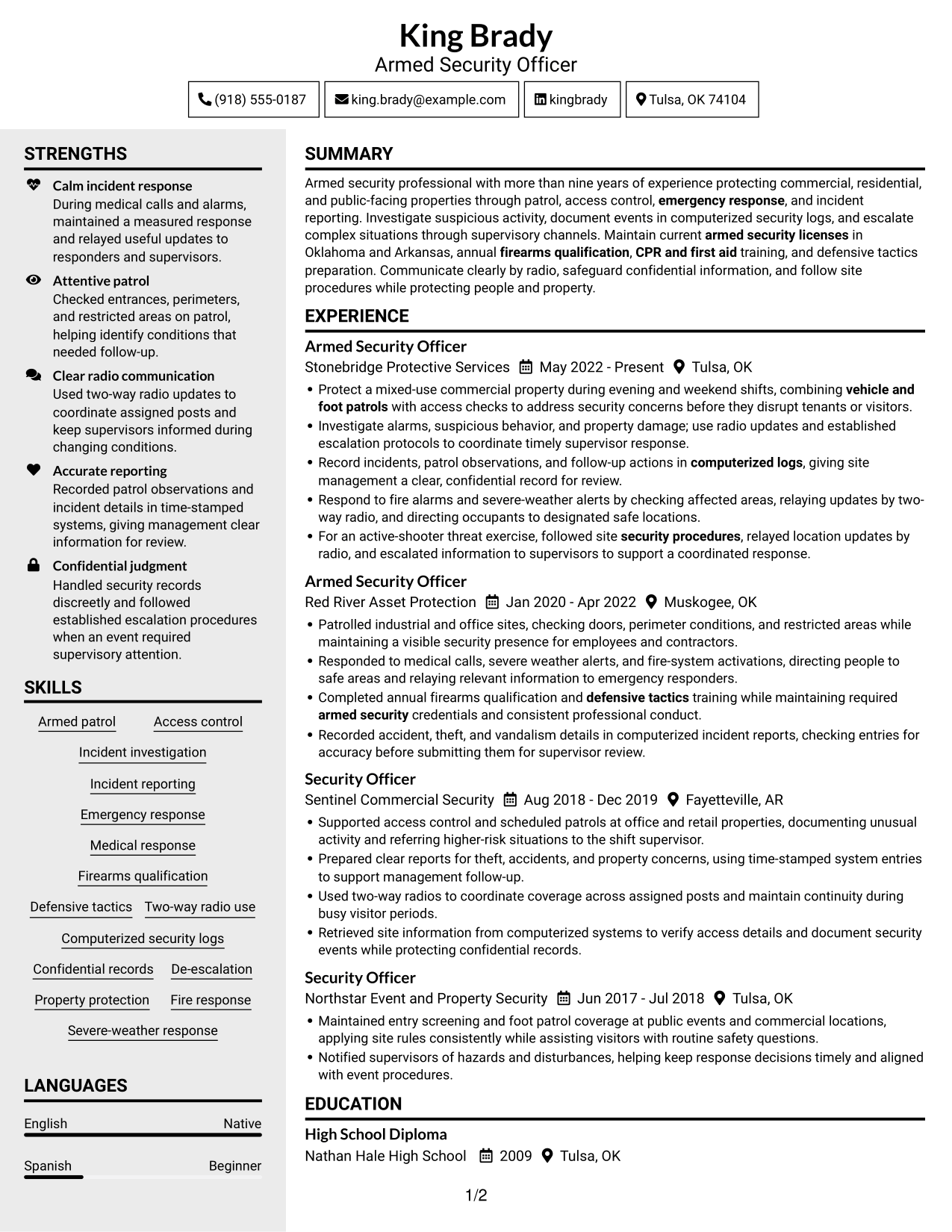 Resume example — page 1