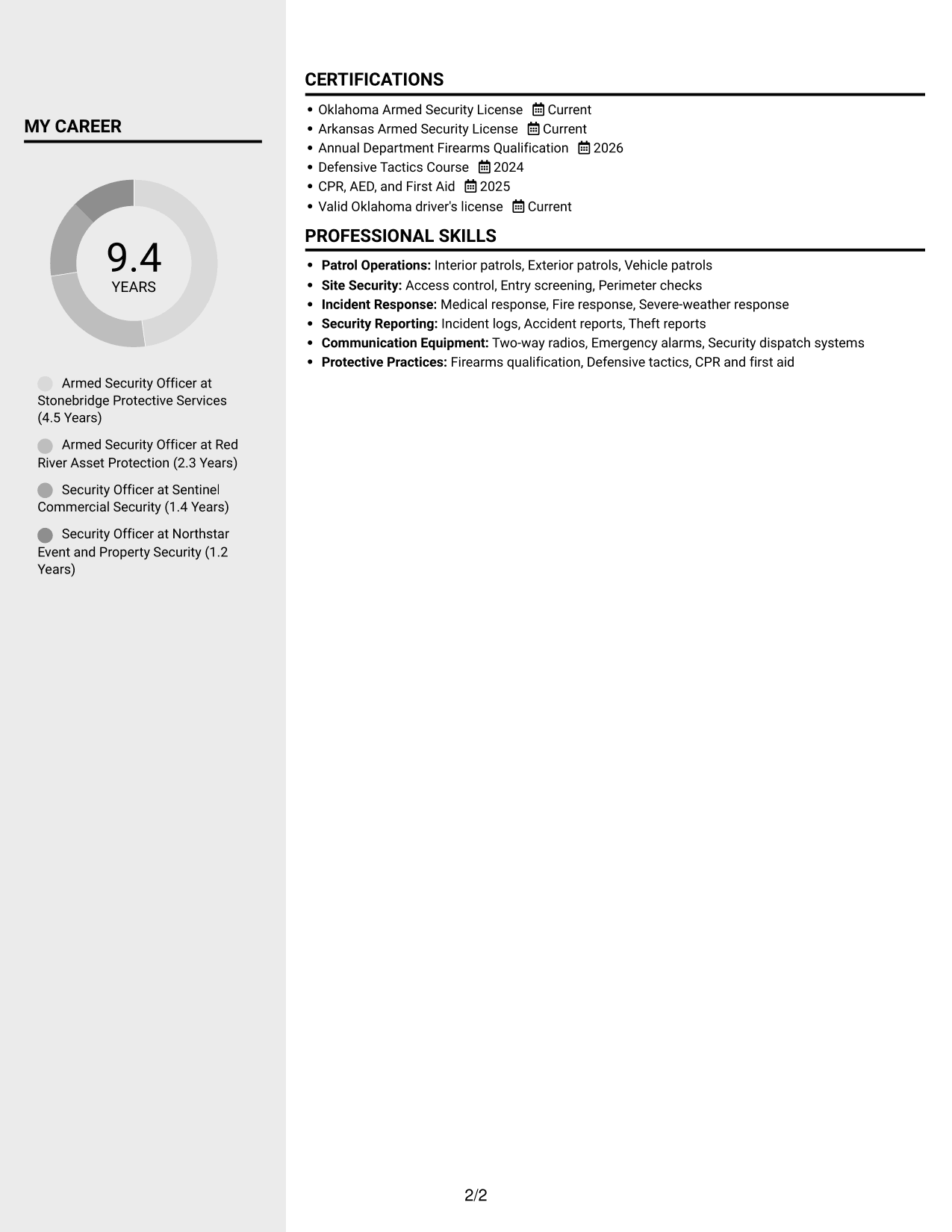 Resume example — page 2