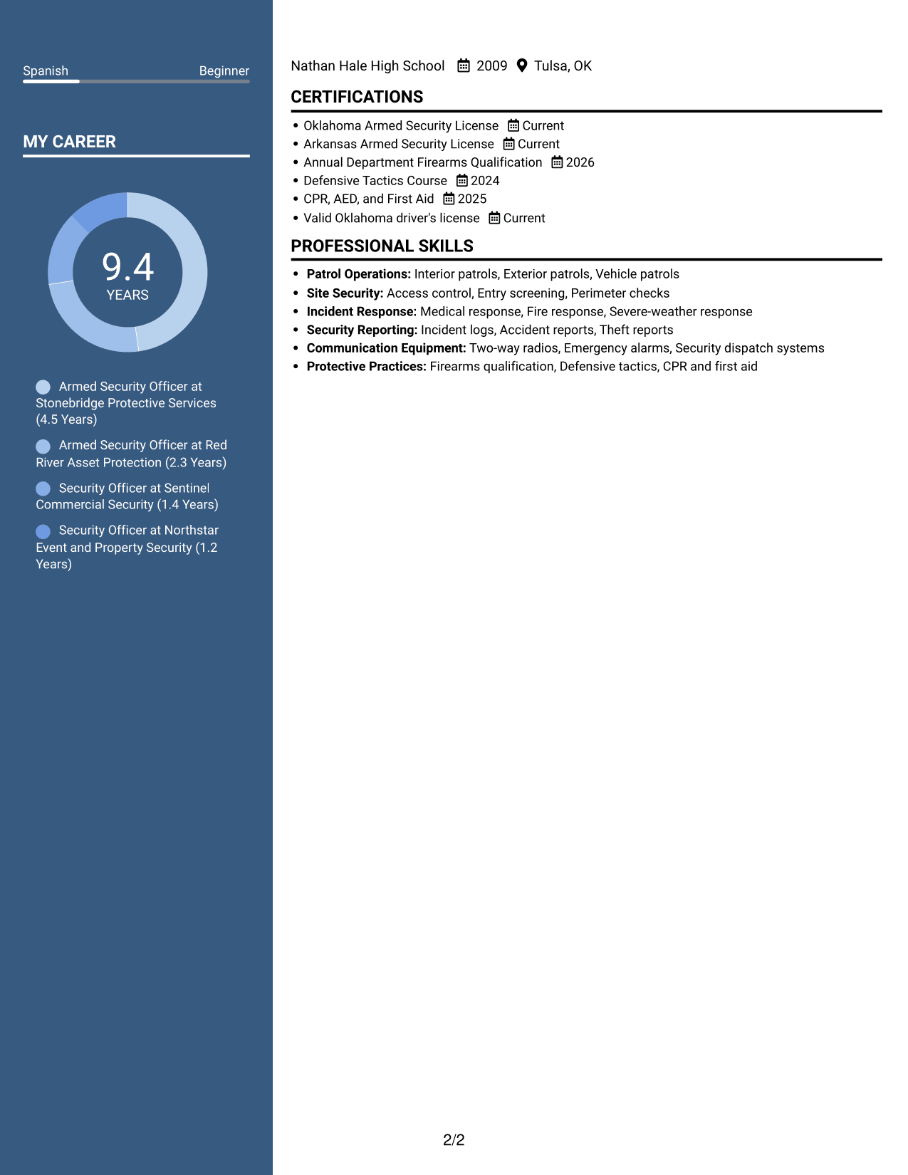 Resume example — page 2
