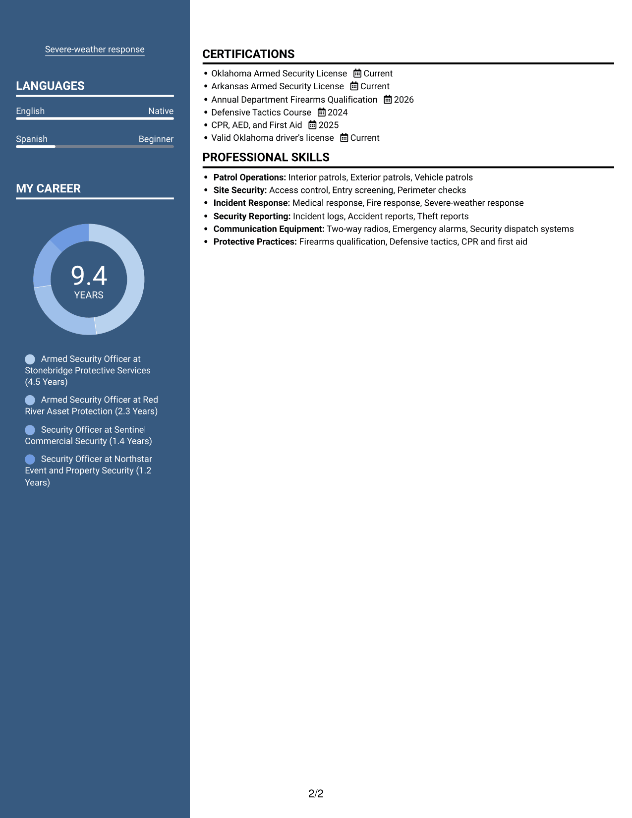 Resume example — page 2