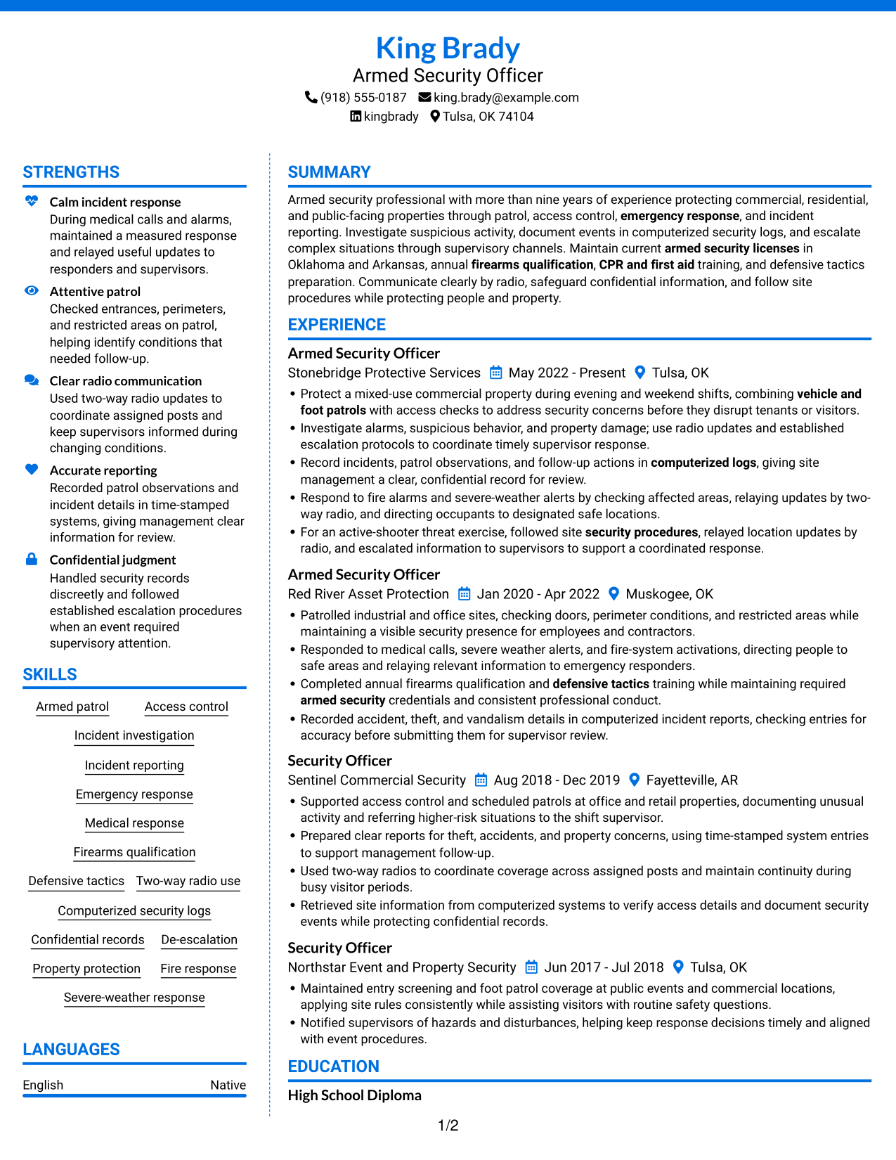 Resume example — page 1