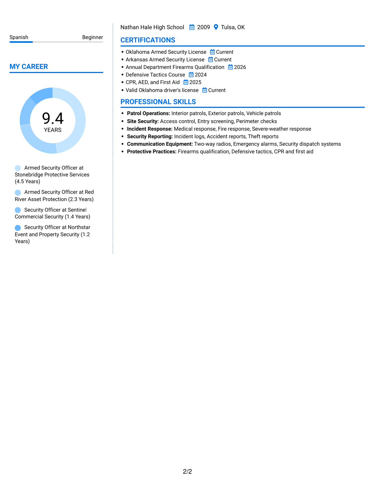 Resume example — page 2