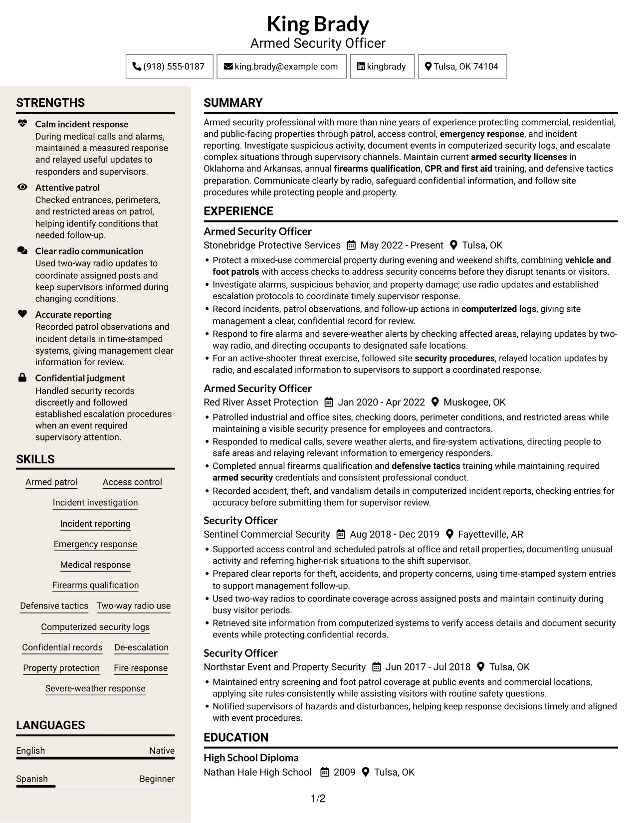 Resume example — page 1