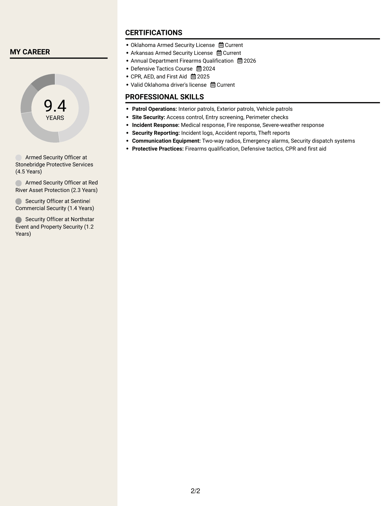 Resume example — page 2