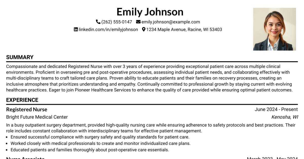 33 ASC REGISTERED NURSE Resume Templates with Example 2026 (ATS-Optimized)