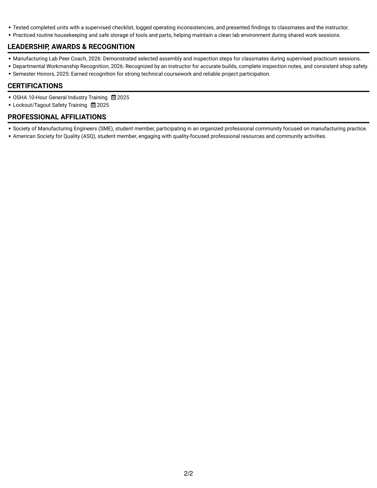 Resume example — page 2