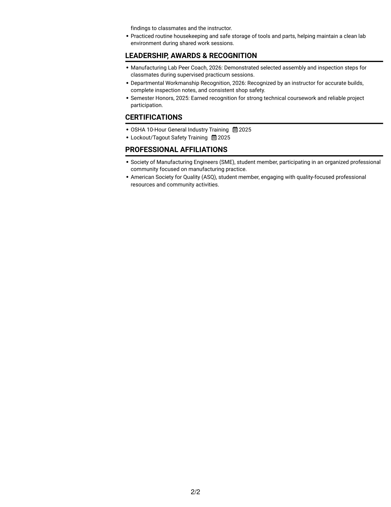 Resume example — page 2