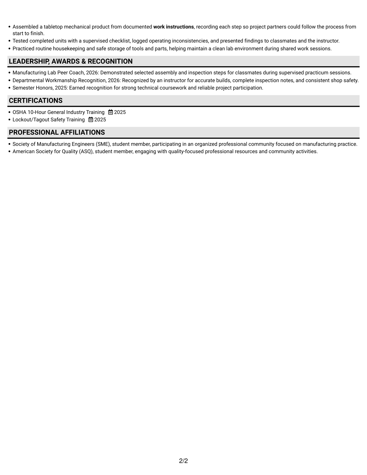 Resume example — page 2