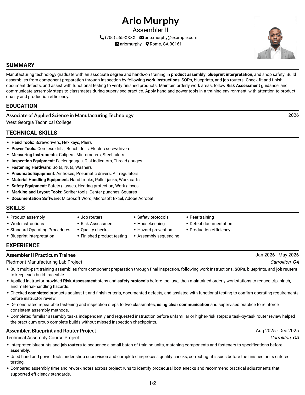Resume example — page 1