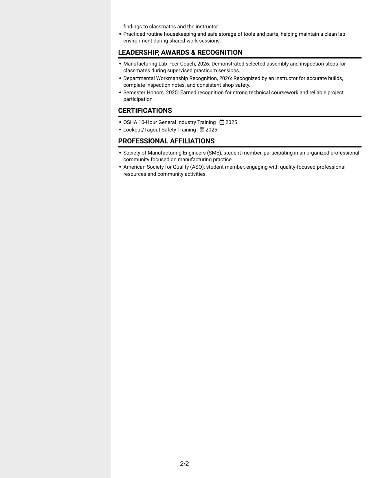 Resume example — page 2
