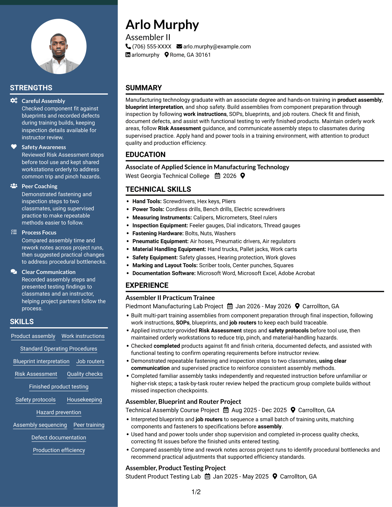 Resume example — page 1