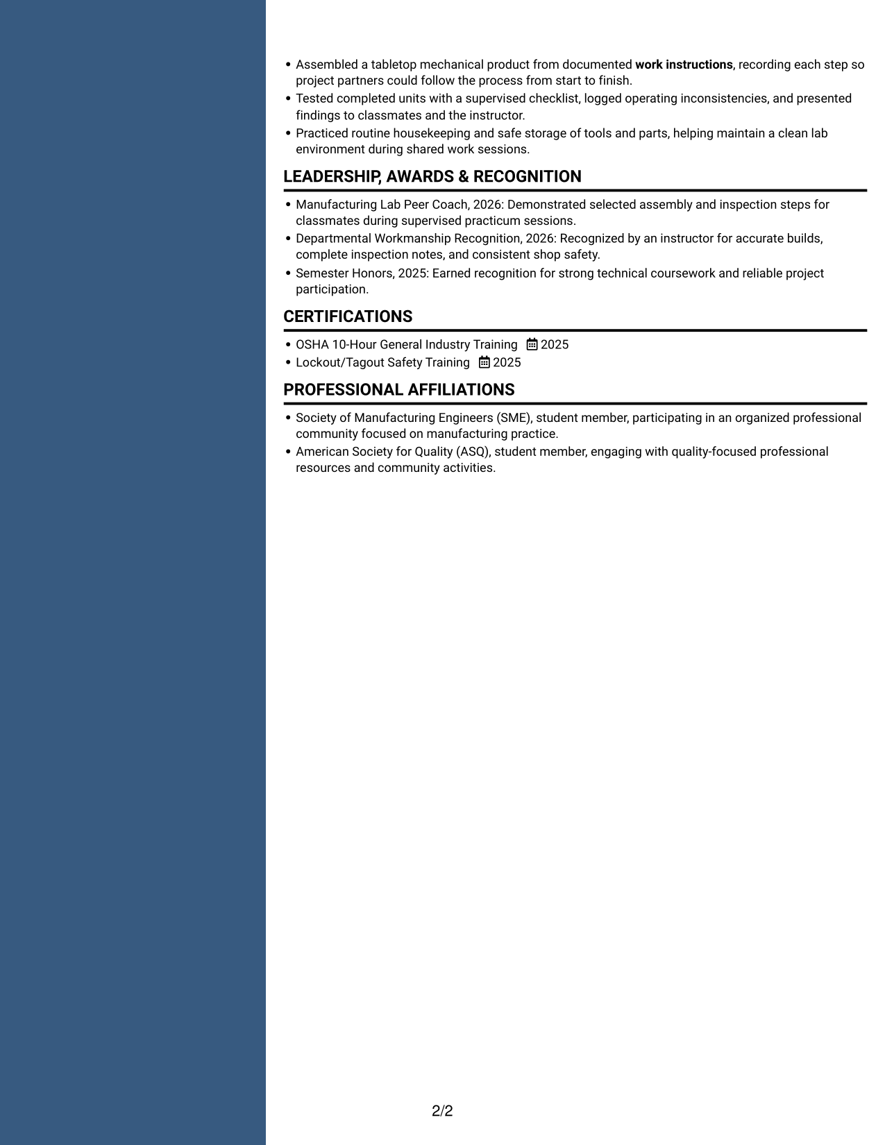 Resume example — page 2