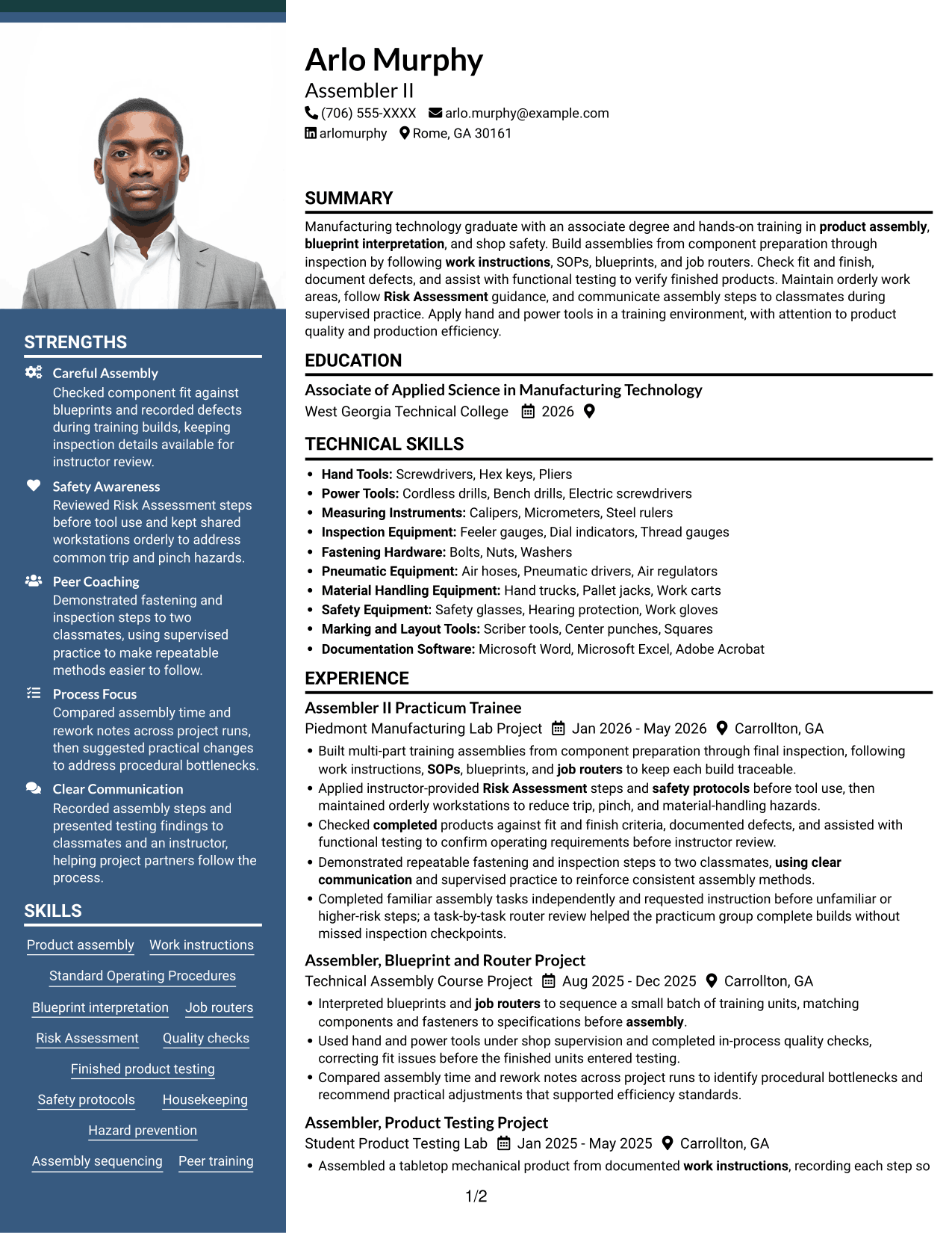 Resume example — page 1