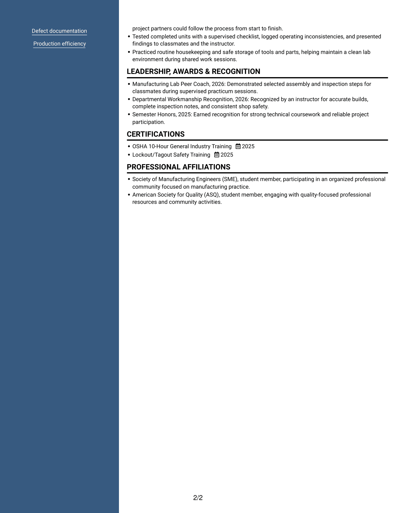 Resume example — page 2