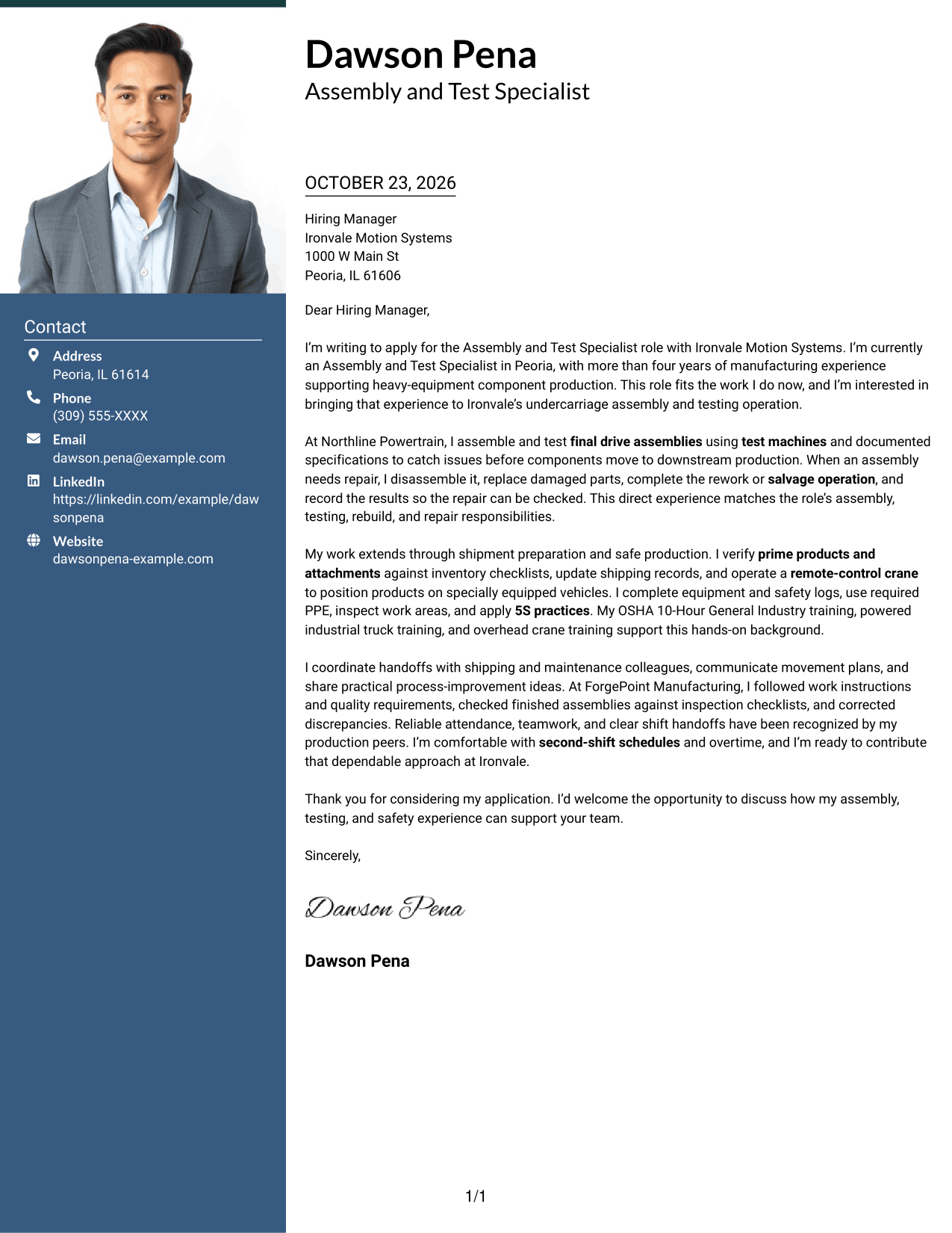 Cover letter example — page 1