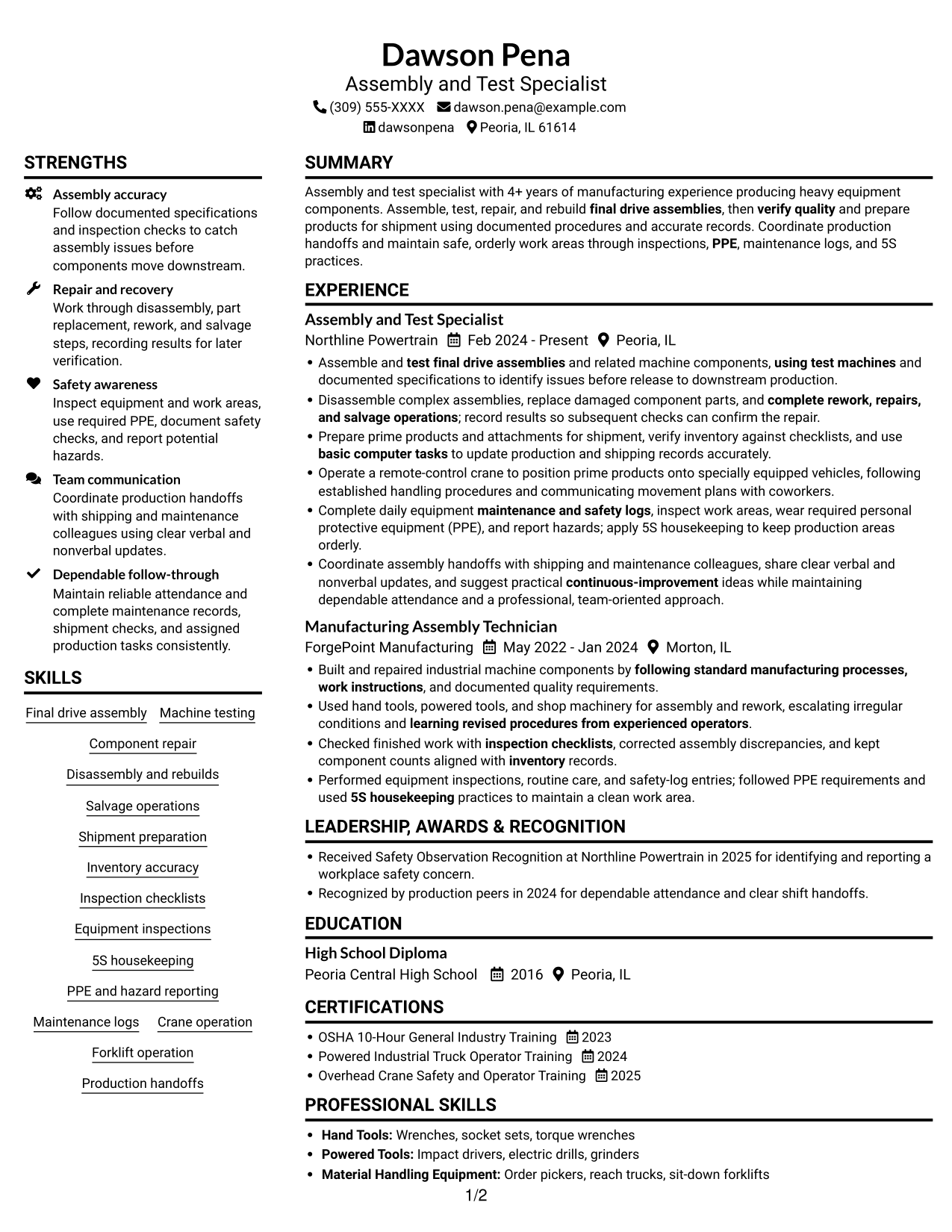 Resume example — page 1