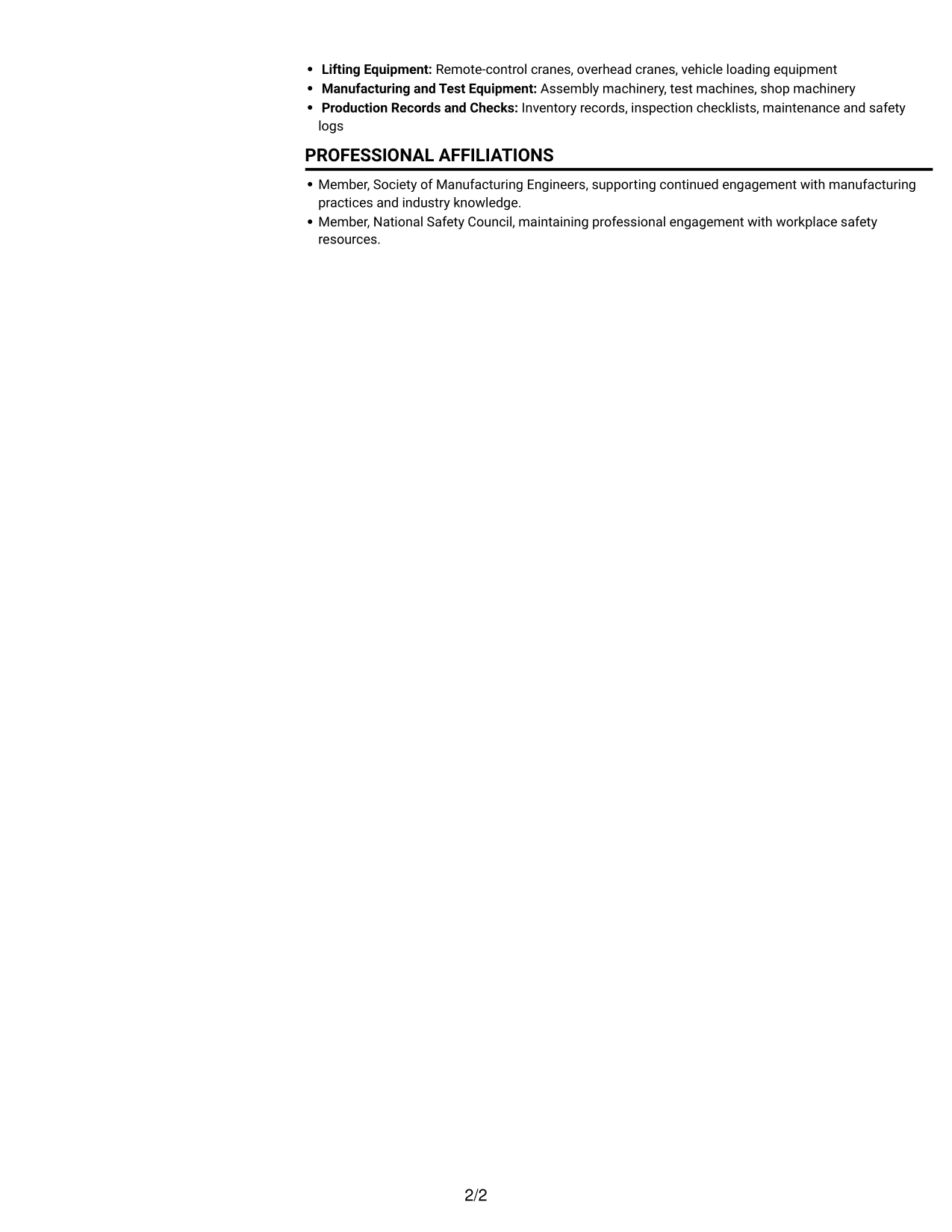 Resume example — page 2