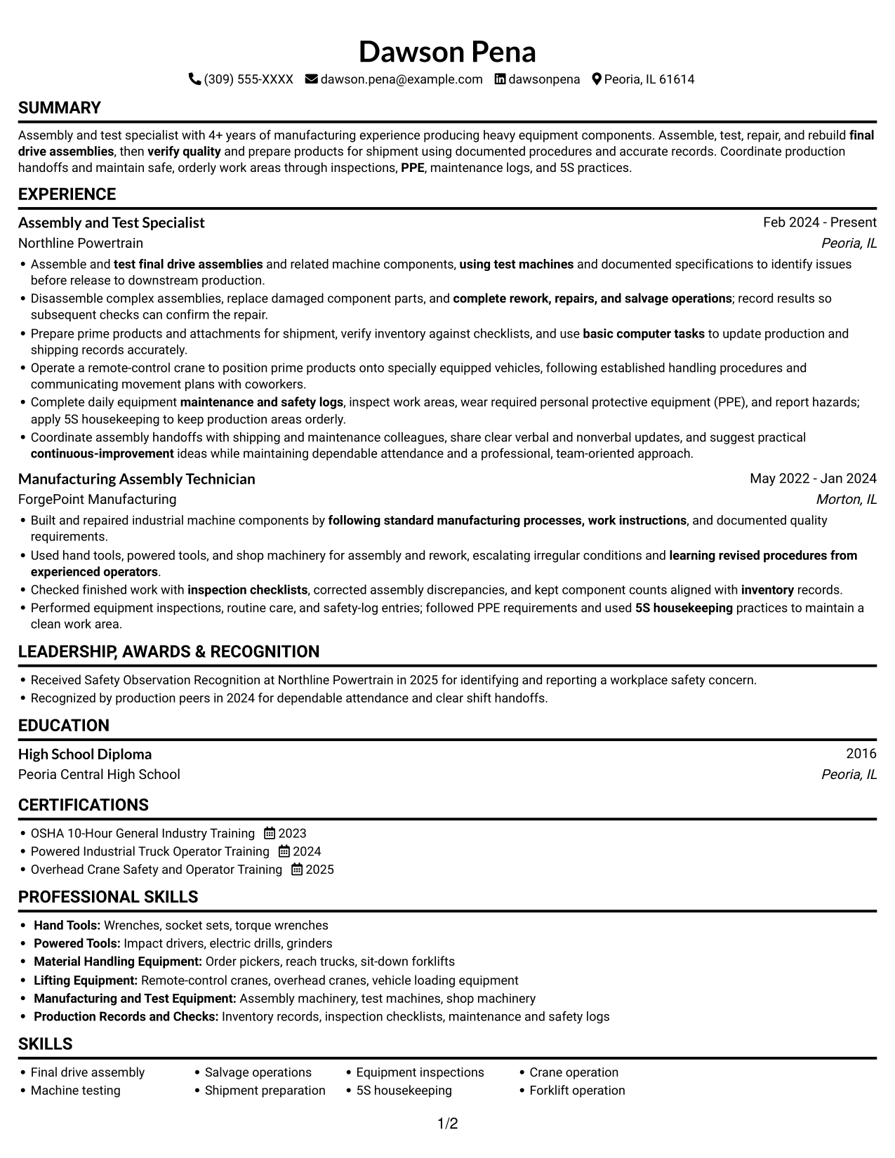 Resume example — page 1