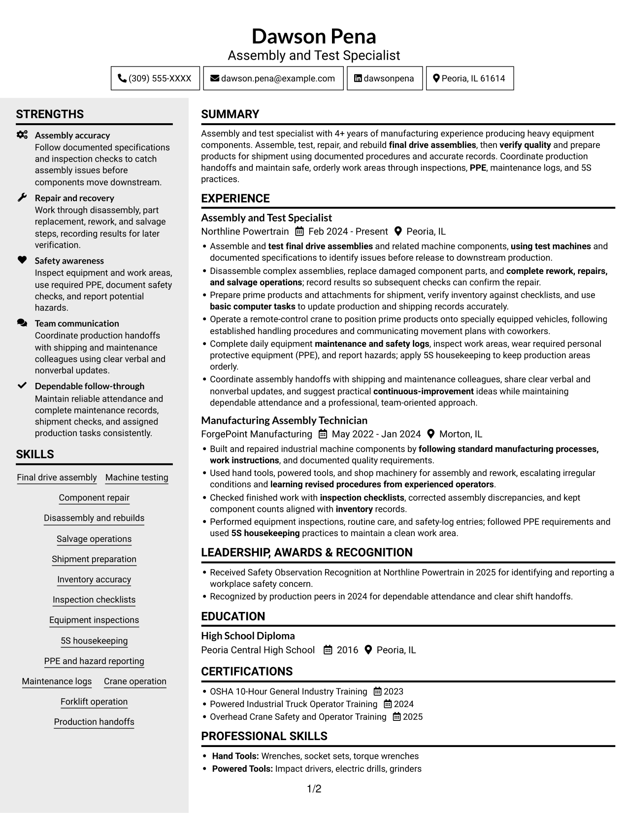 Resume example — page 1