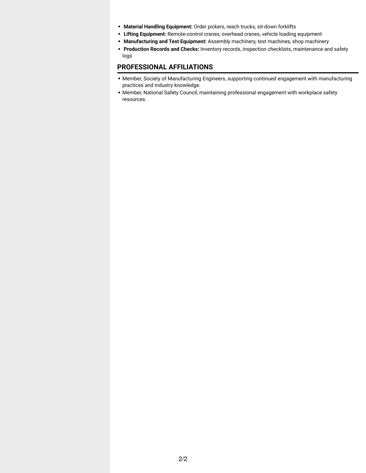 Resume example — page 2