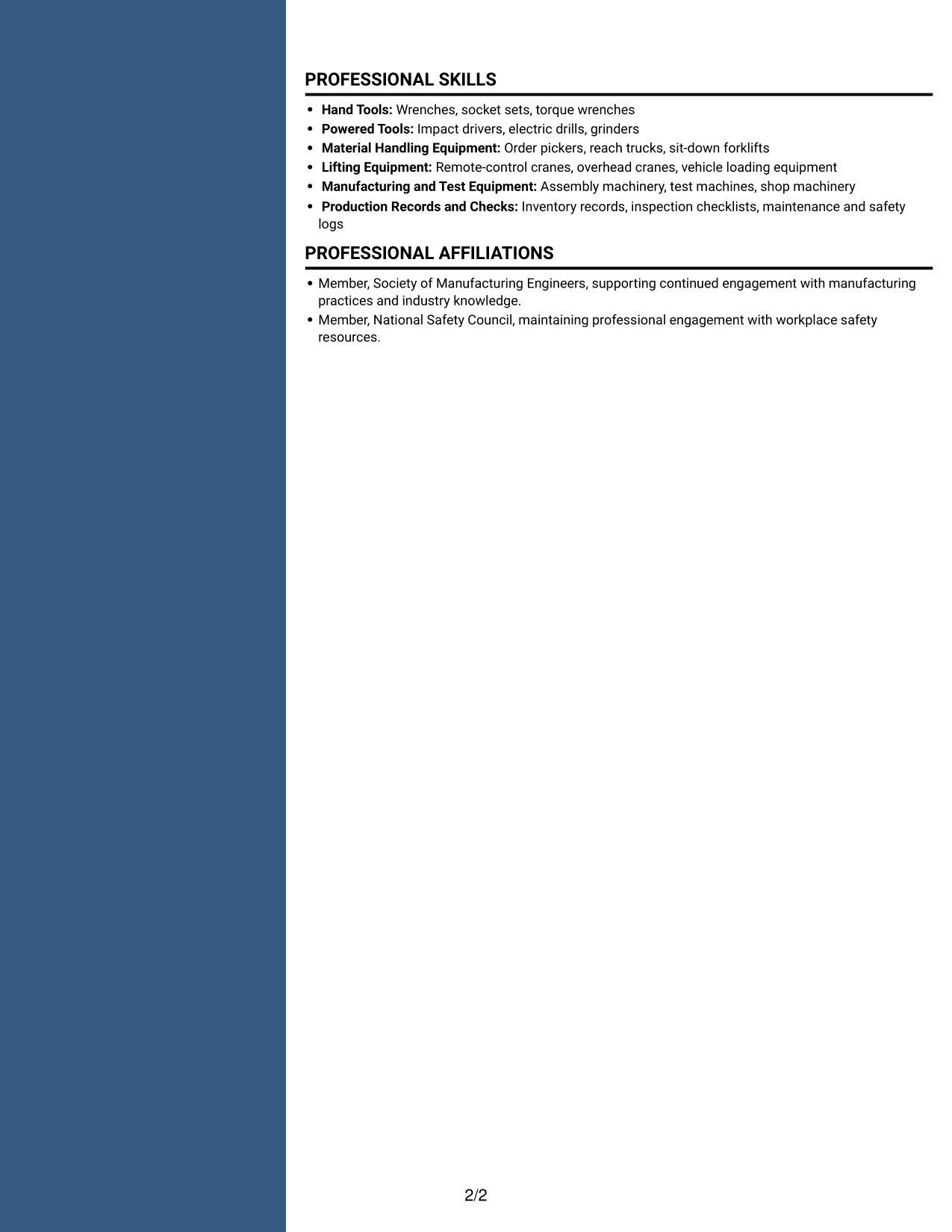 Resume example — page 2