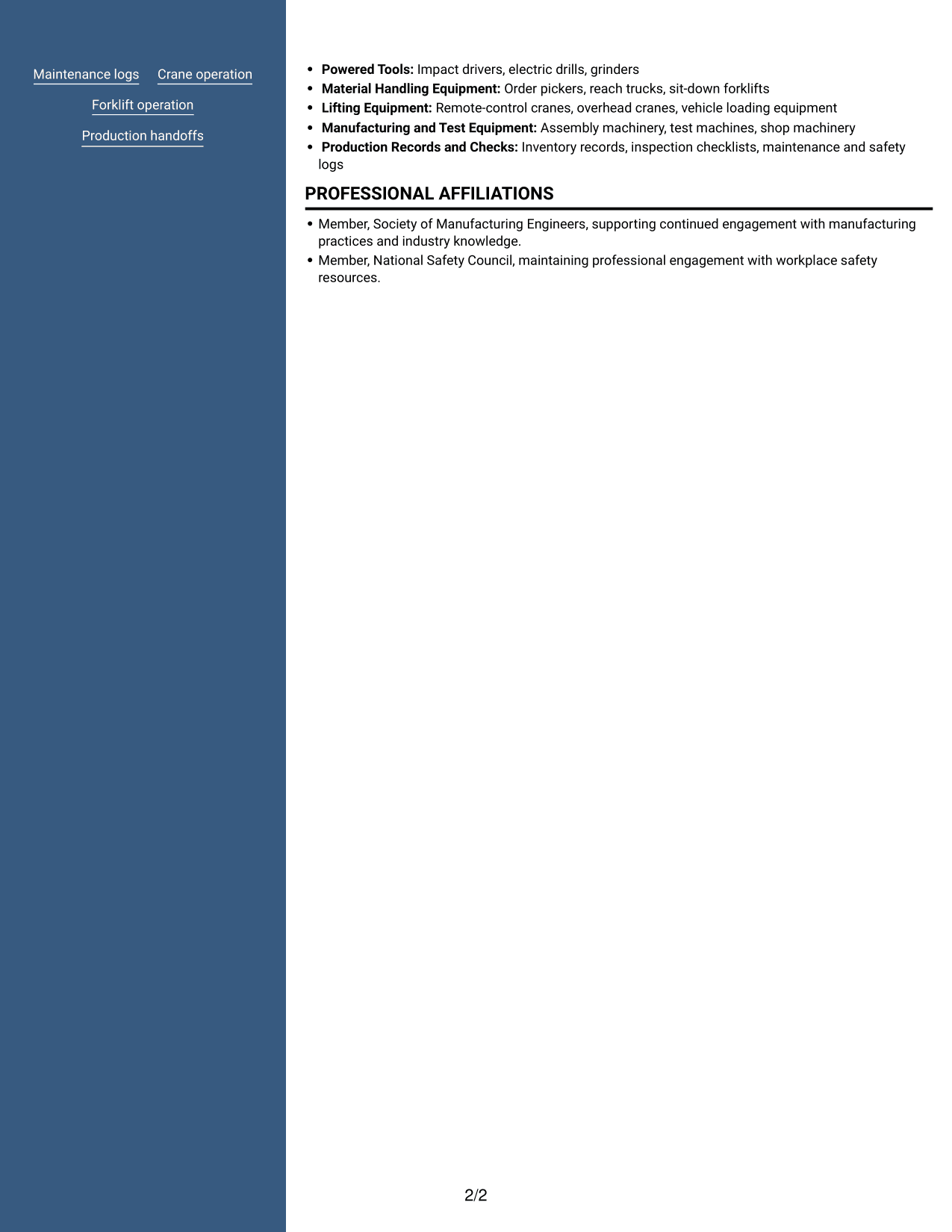 Resume example — page 2
