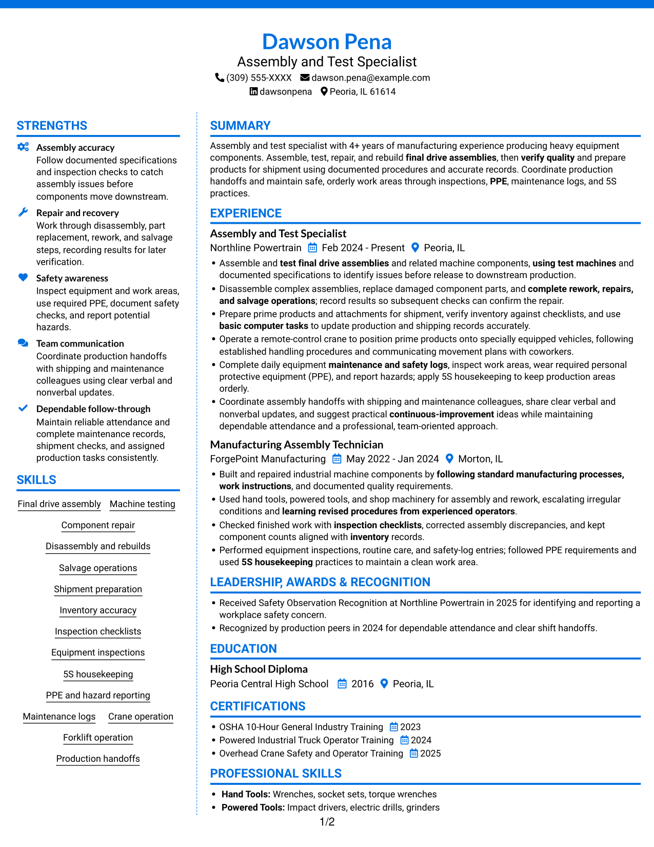 Resume example — page 1