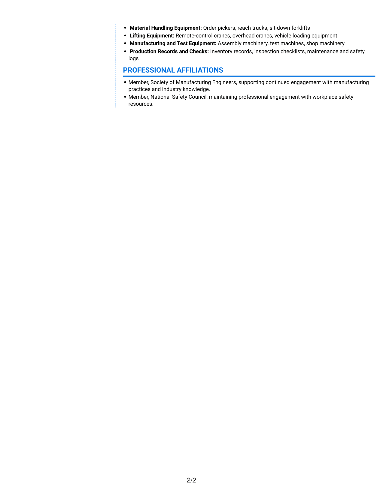 Resume example — page 2