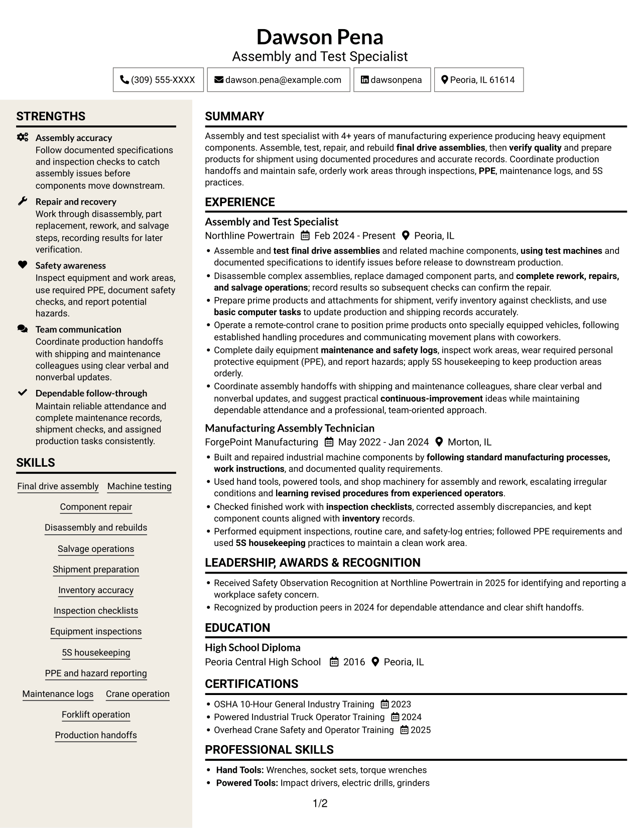 Resume example — page 1