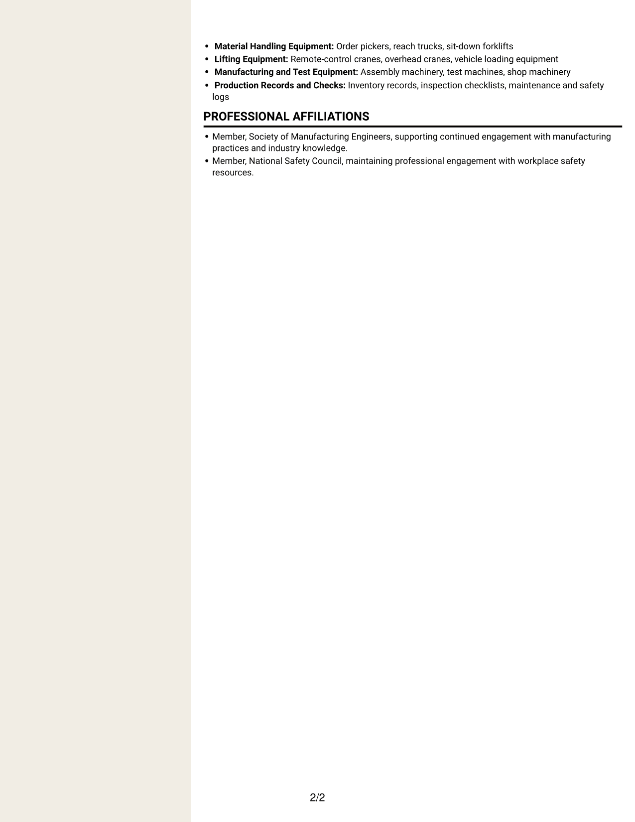Resume example — page 2