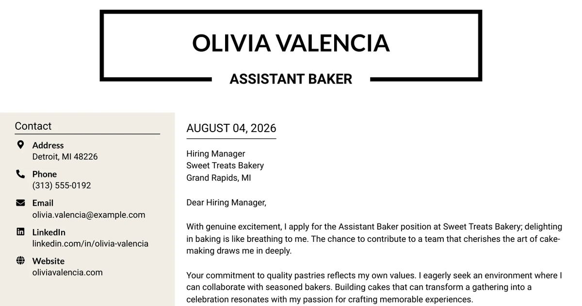 30+ Assistant Baker Cover Letter Templates with Example 2026