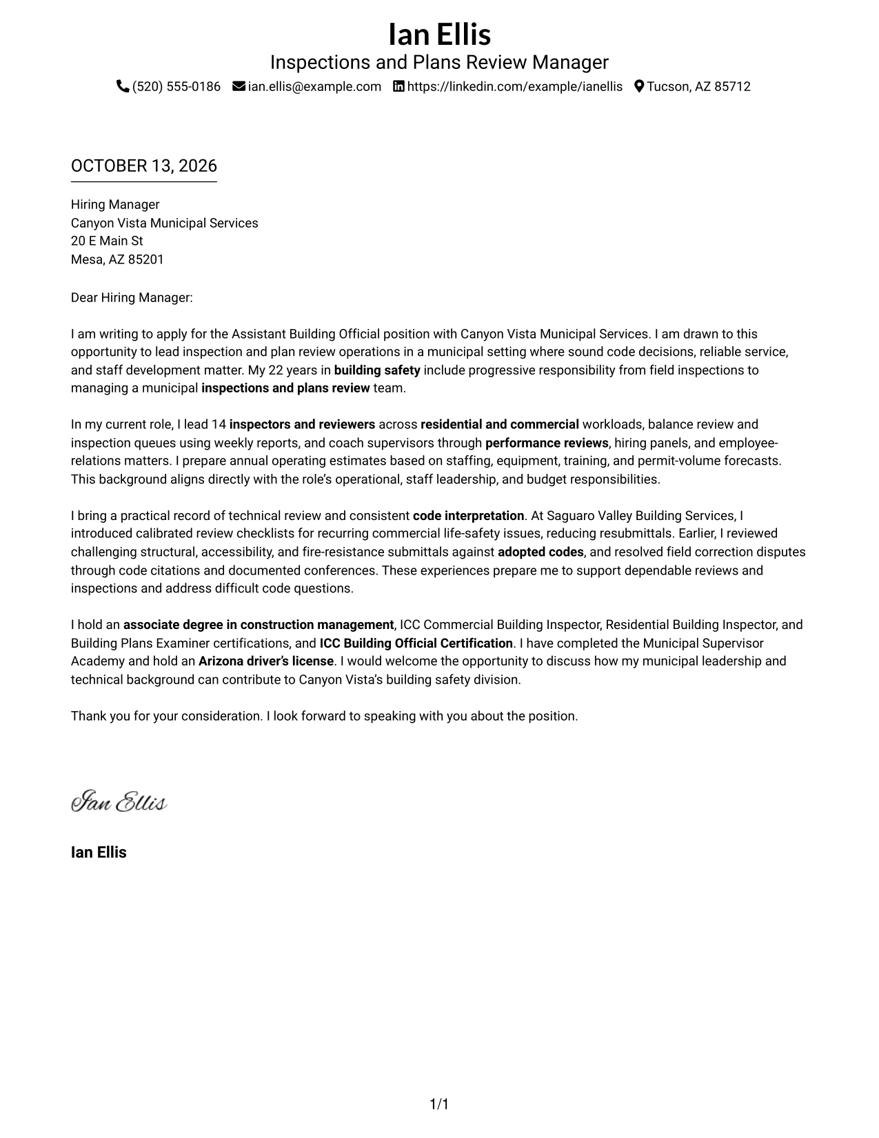Cover Letter Example Page 1