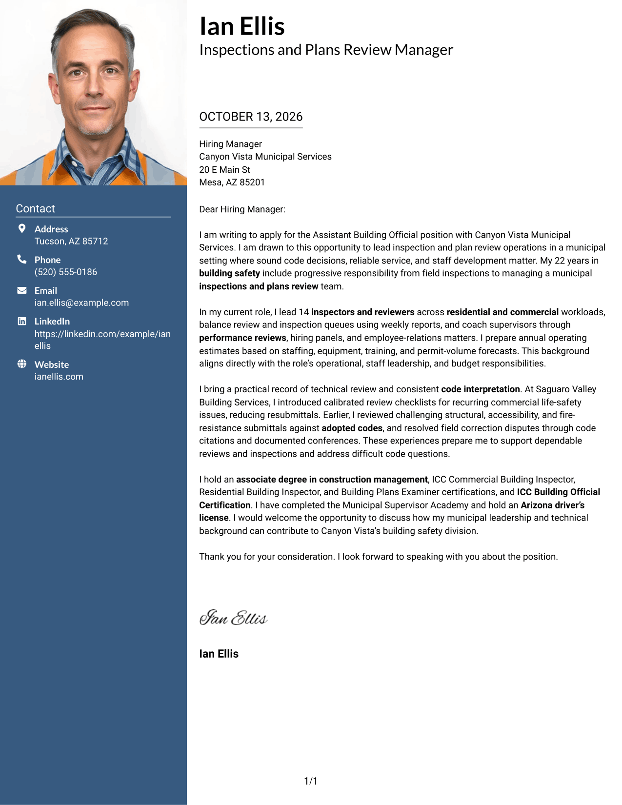 Cover Letter Example Page 1