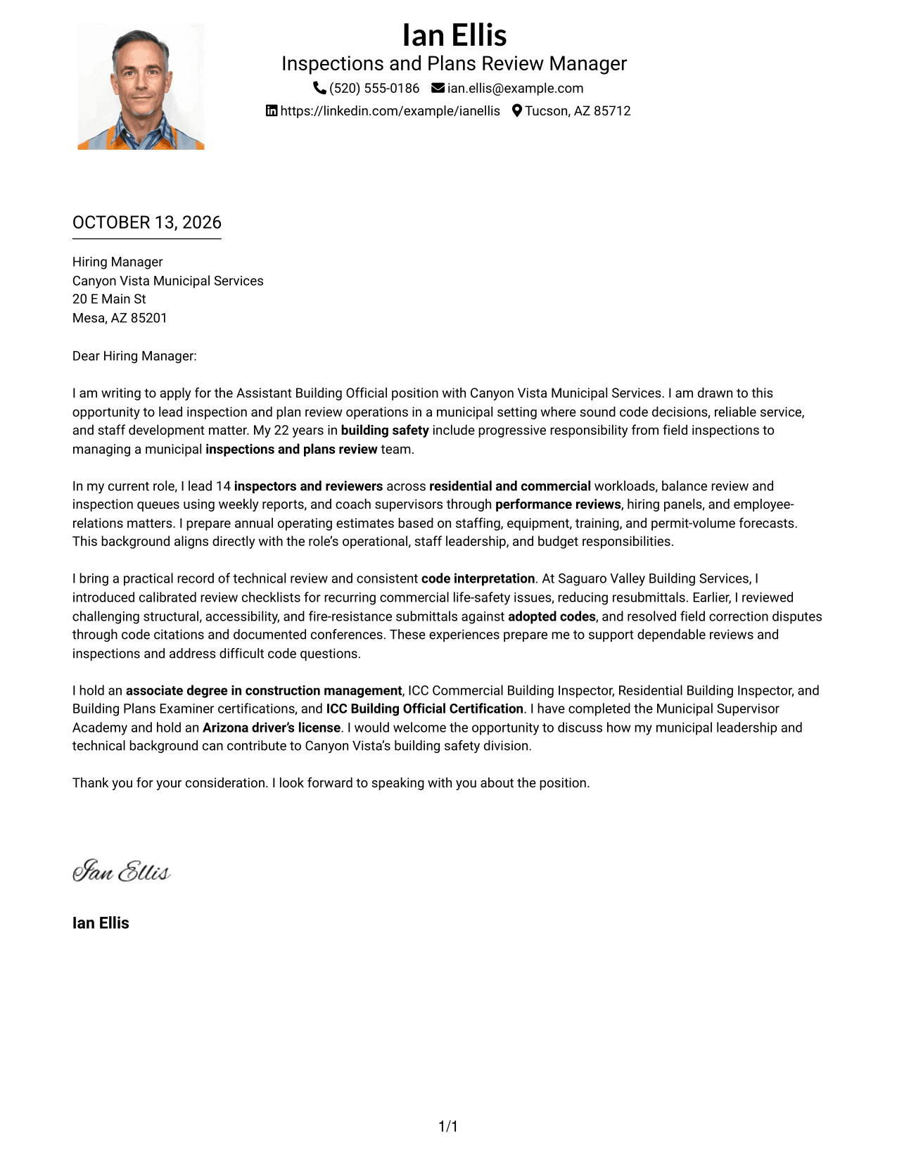 Cover Letter Example Page 1
