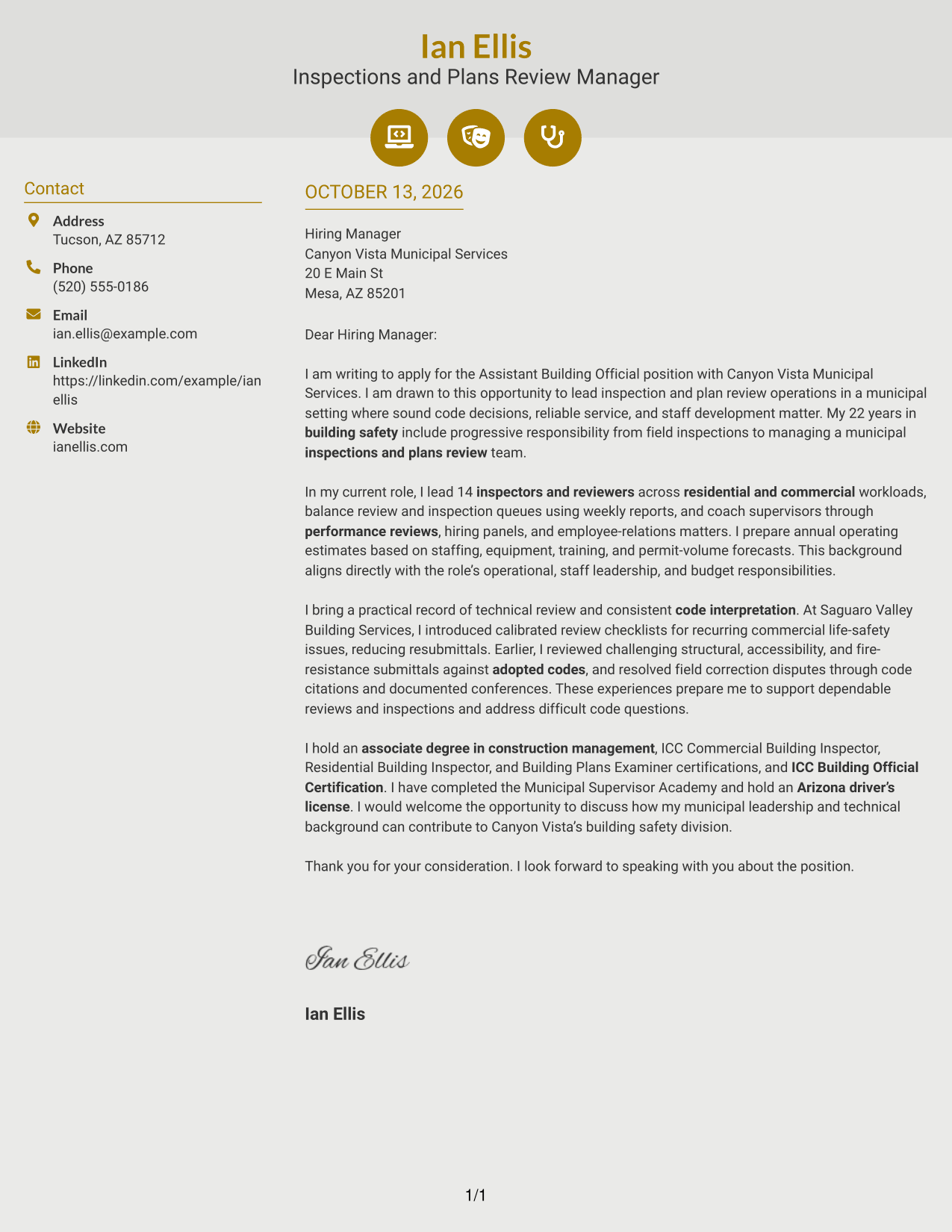 Cover Letter Example Page 1