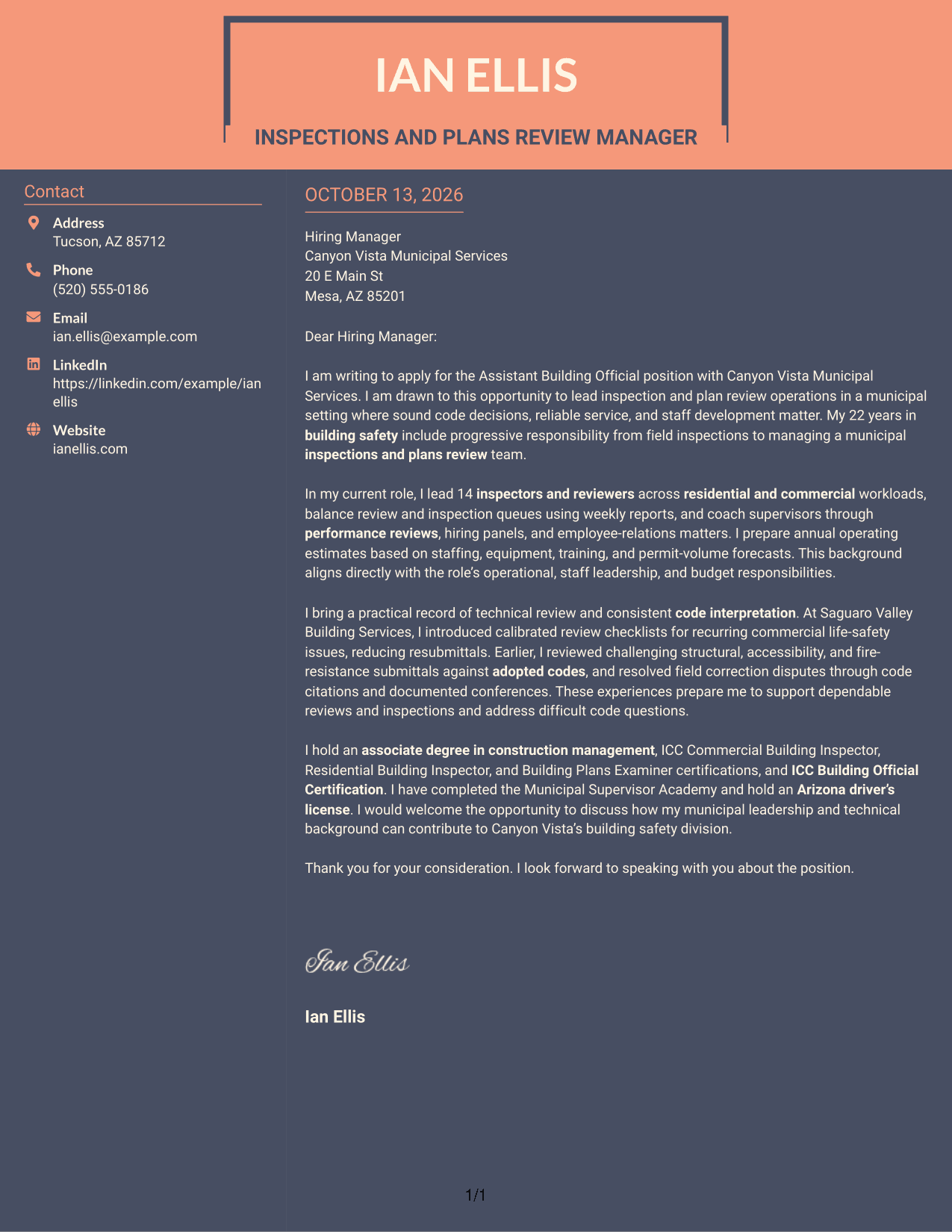 Cover Letter Example Page 1