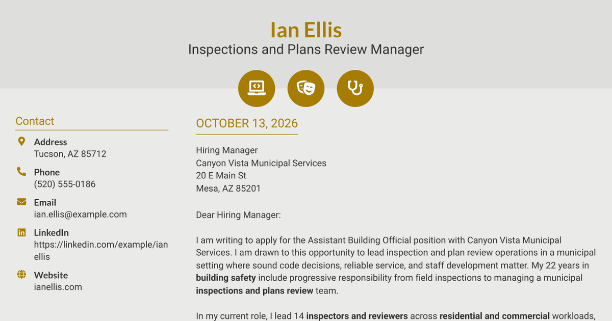 7 Assistant Building Official - Building Inspections and Plan Review Cover Letter Templates with Example