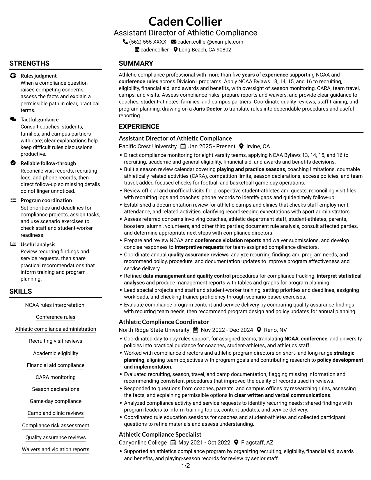 Resume example — page 1